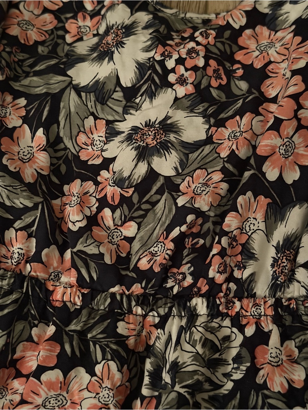 GAP Floral A-Line Dress in Navy, Peach, and Cream